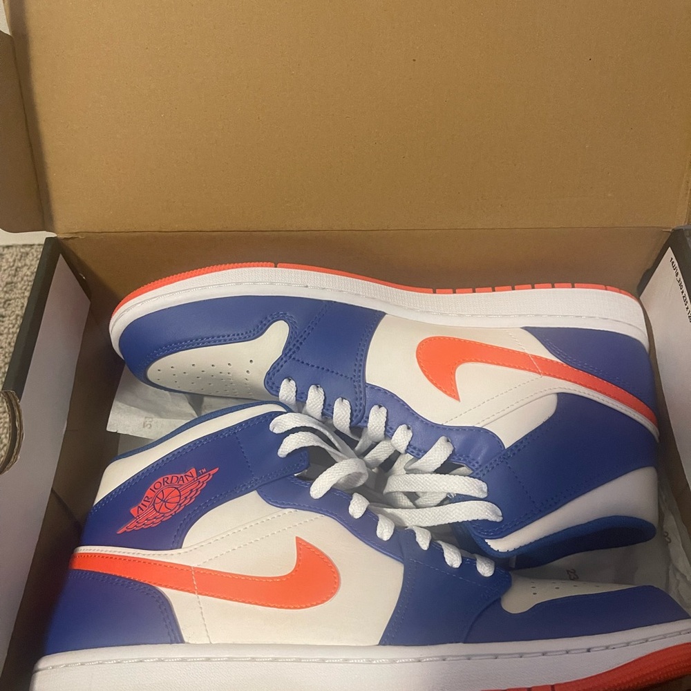 Nike Air Jordan Mid Tops in Blue and Orange